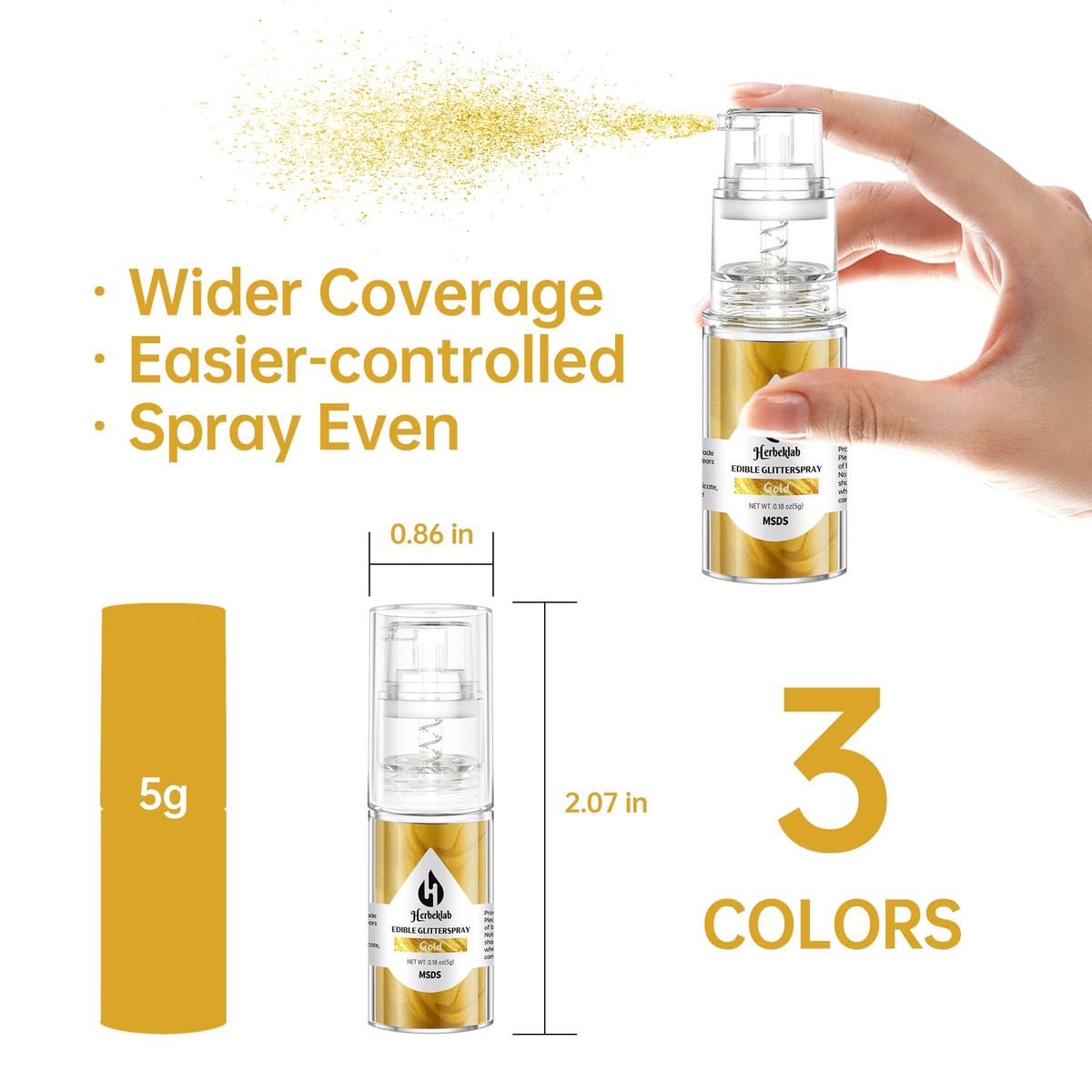 Herbeklab edible glitter spray rose gold bottle pour adds luminous accents to treats.
