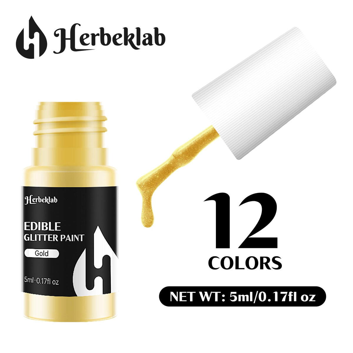 Herbeklab edible paint color swatches on fondant demonstrating vibrant glitter