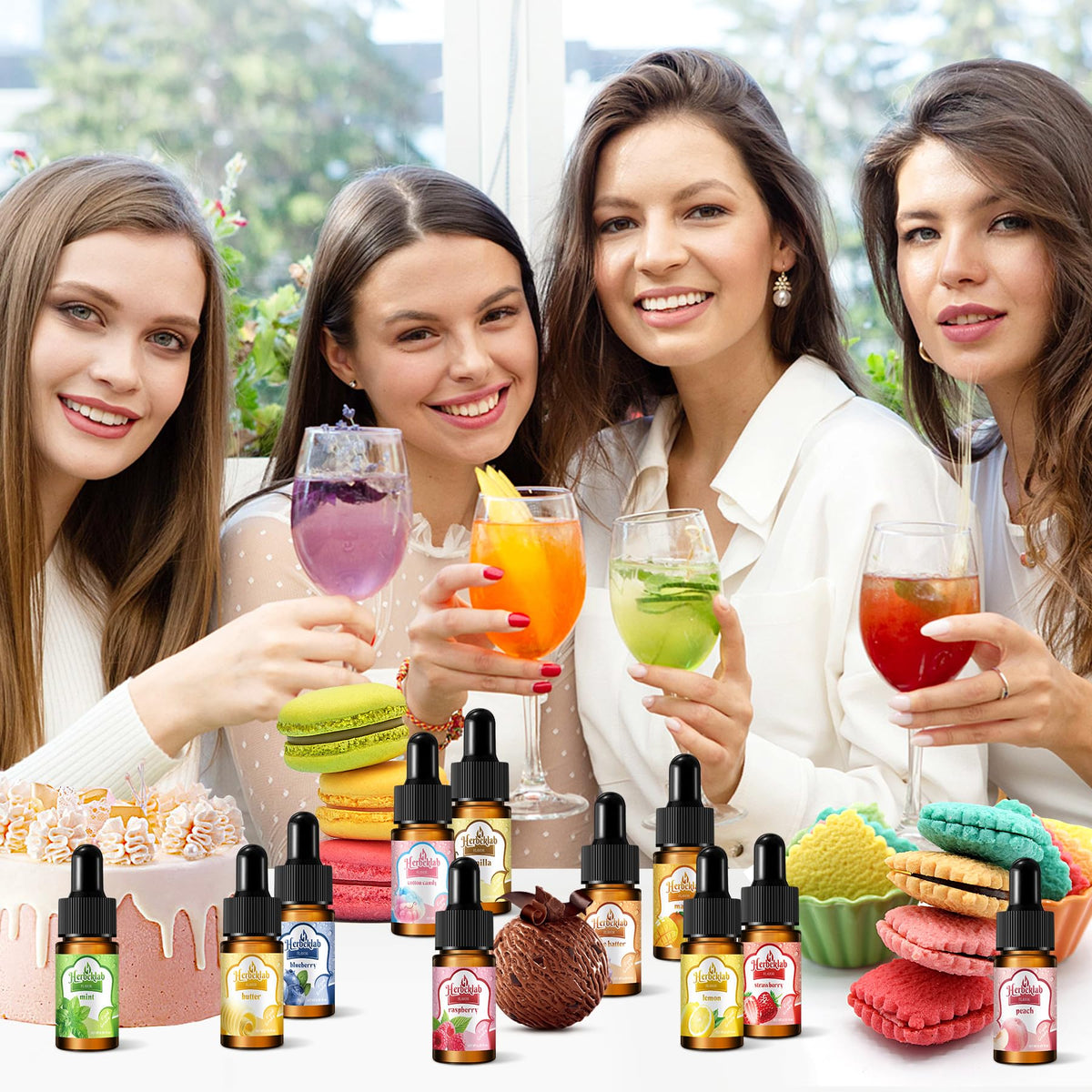 Herbeklab candy flavoring oil mint bottle pour provides refreshing coolness for drinks and treats