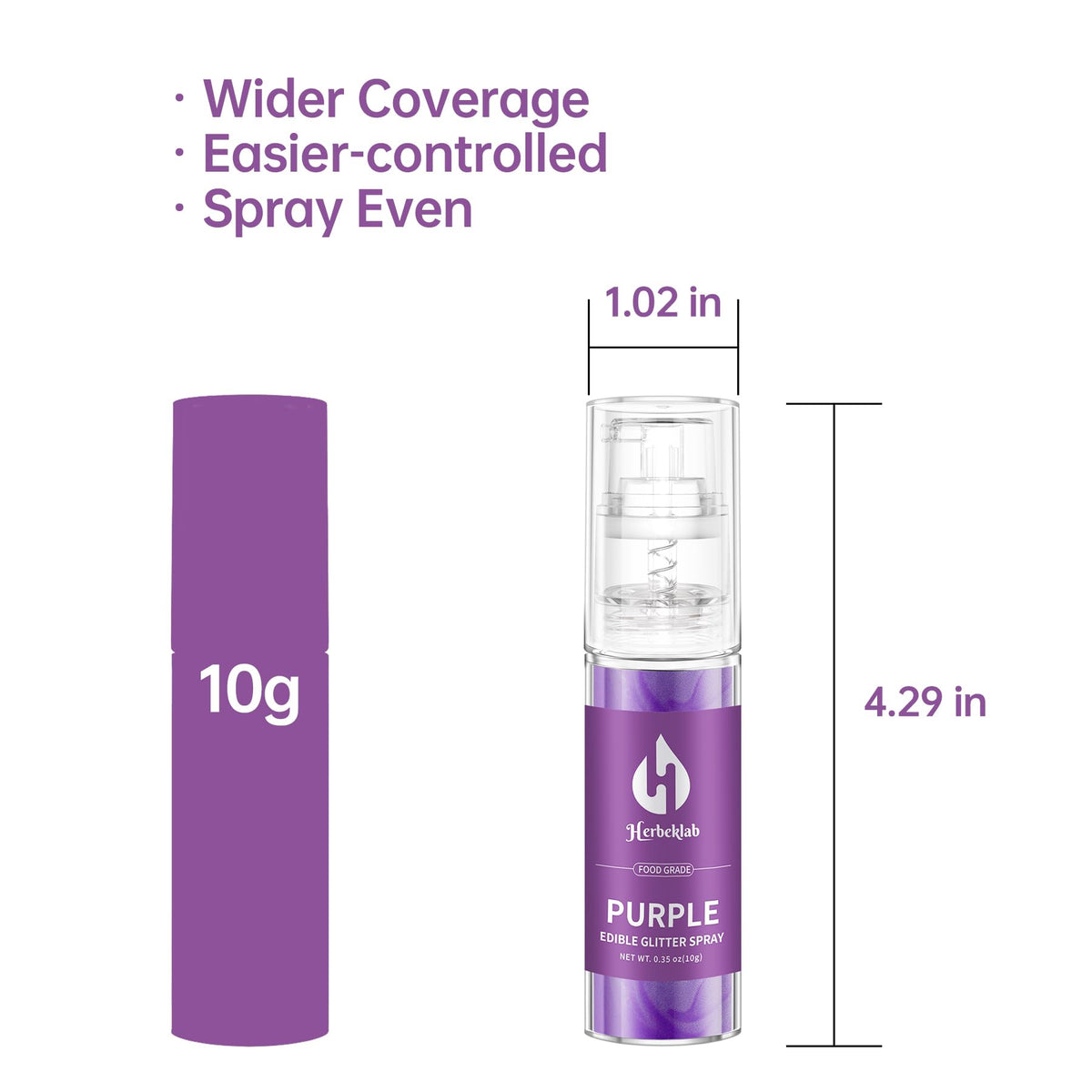Herbeklab purple edible glitter spray is food-grade and safe for snacks.