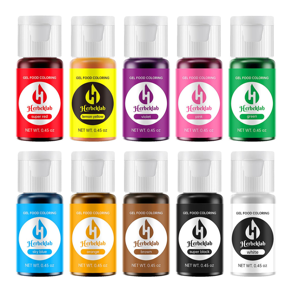 Herbeklab Gel Food Coloring set for cake decorating with vibrant, blendable shades