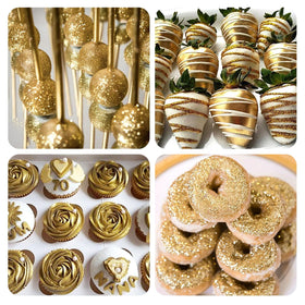 Herbeklab Gold Edible Glitter Spray decorates cake pops with radiant sparkle