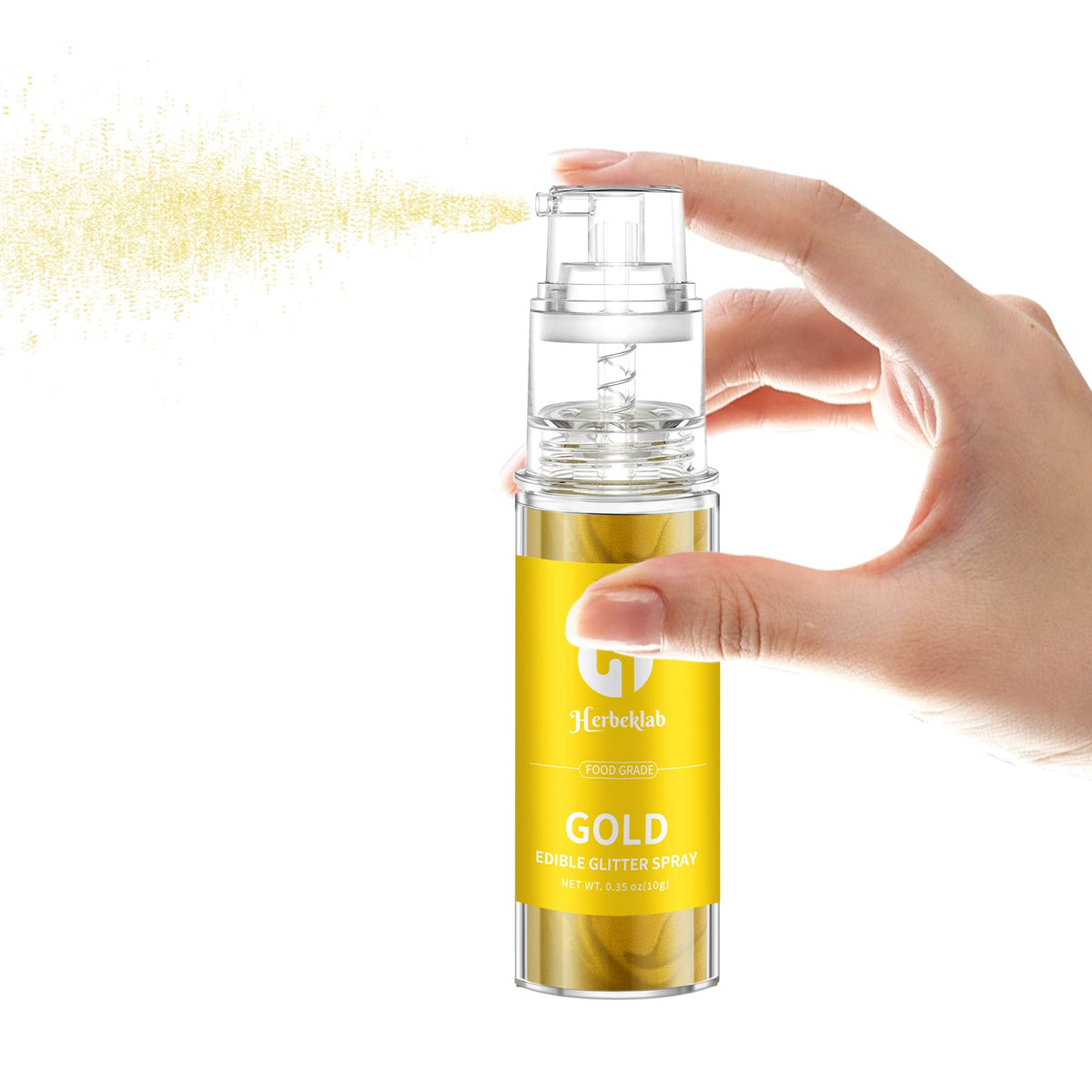 Herbeklab Gold Edible Glitter Spray adds metallic shimmer to drinks