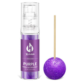 Herbeklab purple edible glitter spray adds vibrant shimmer for cakes and cupcakes.