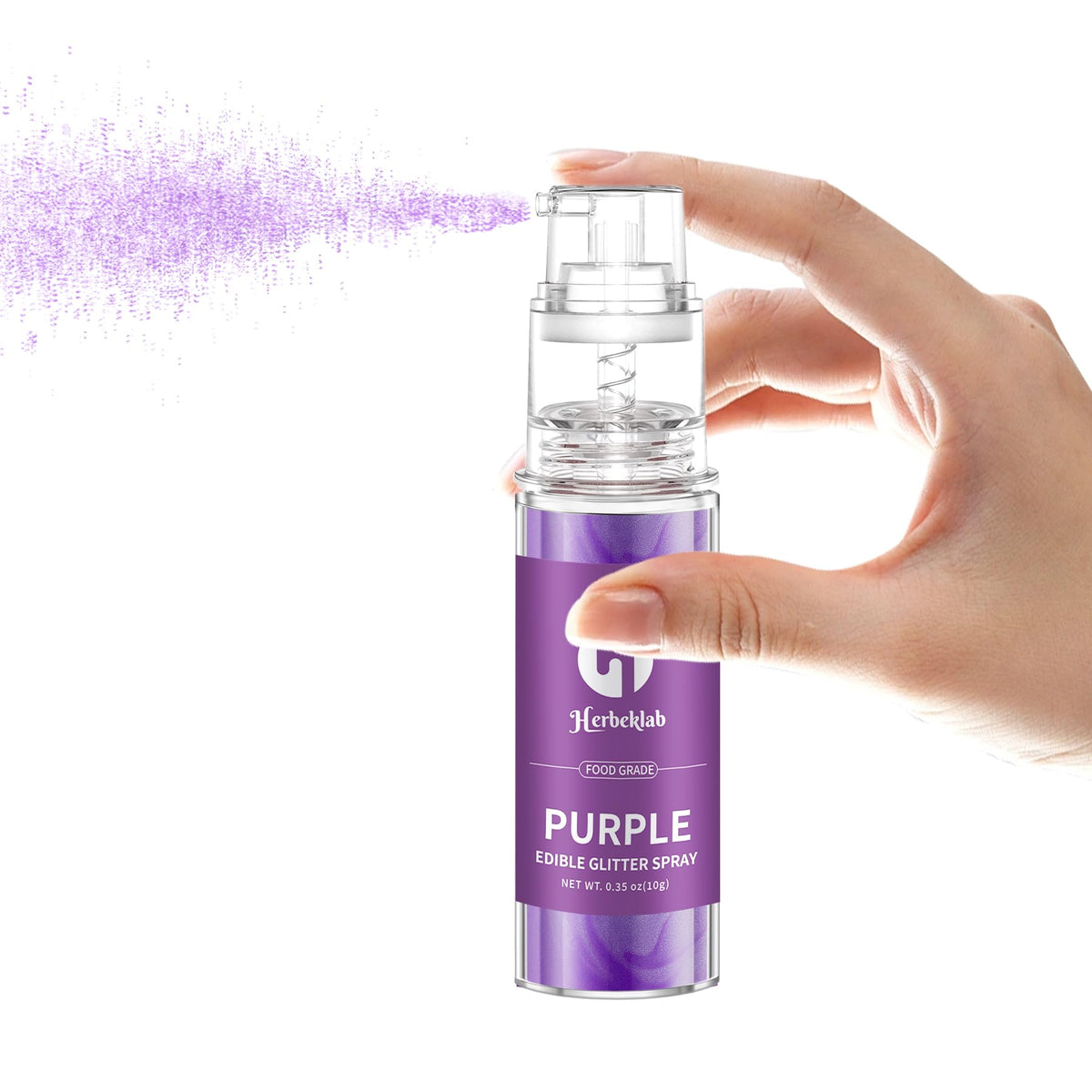 Herbeklab purple glitter spray for desserts creates magical drinks without altering taste.