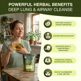 Tea bag steeping with mullein blend for daily breathing support