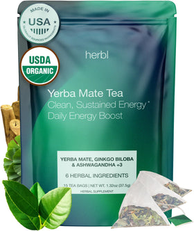 Herbl organic yerba mate tea bags ready for a balanced energy ritual
