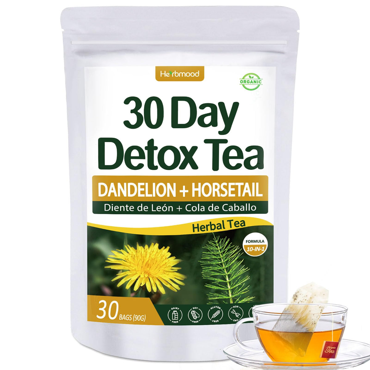 Herbmood 30-day detox tea bags ready for your daily cleanse and gentle hydration.