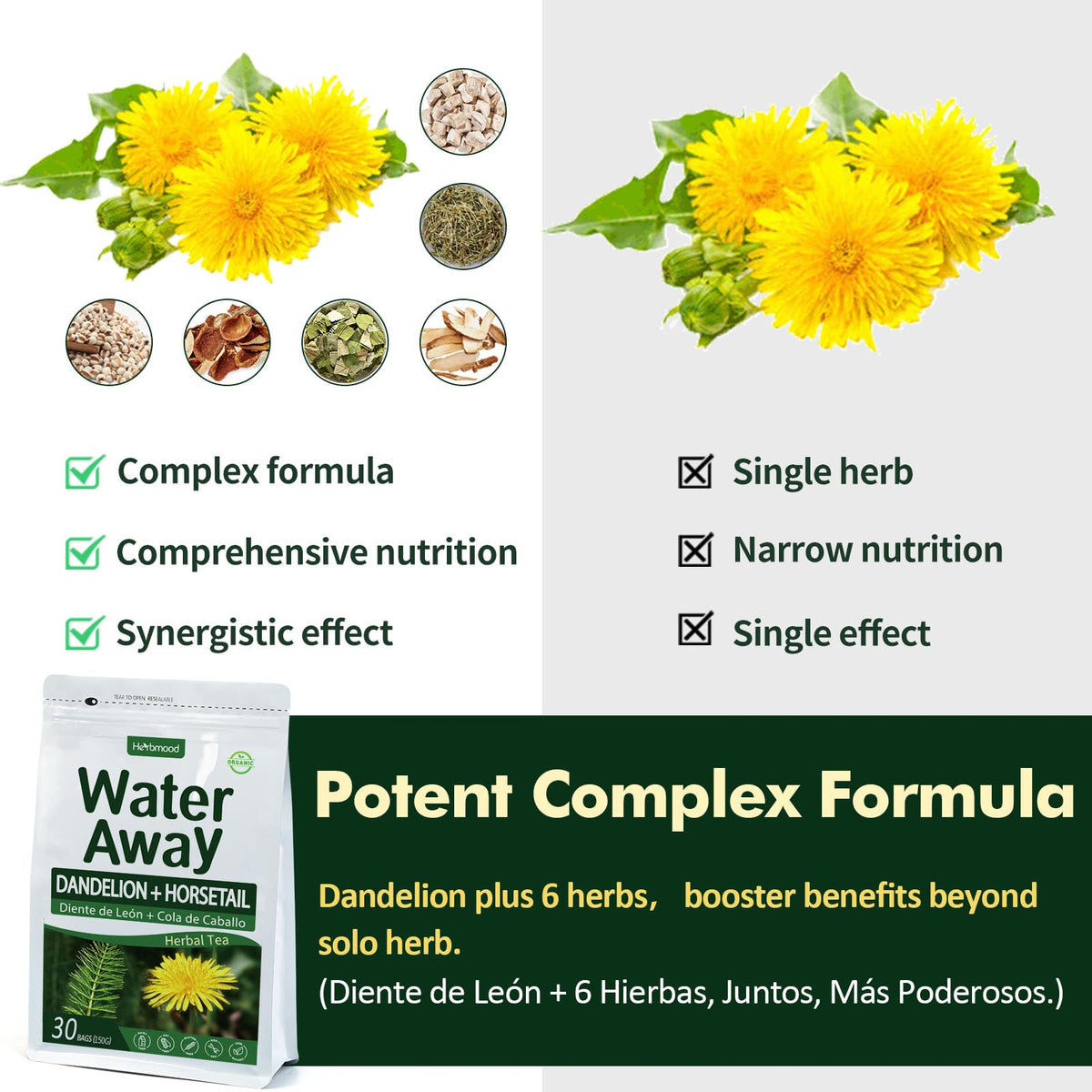 Dried astragalus root and kudzu in the Herbal blend for a robust herb profile