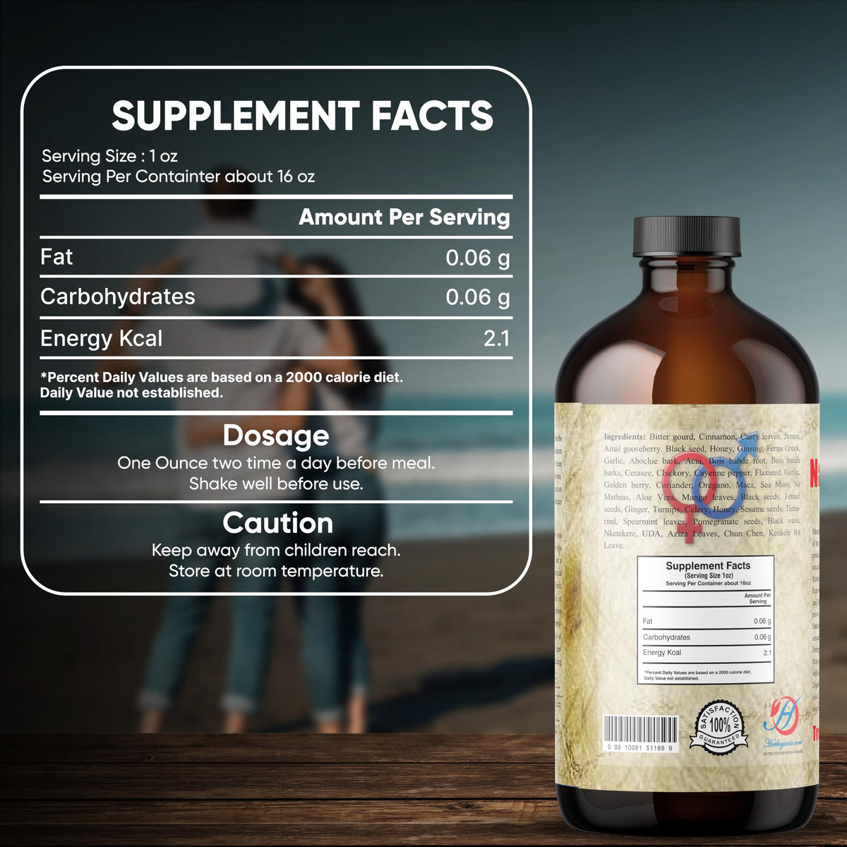 HERBOGANIC Men Wellness Living Bitter 16oz usage scene for daily intake