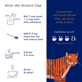 Herbs & Kettles Rose Cardamom Chai cinnamon, cloves and ginger add depth to each cup.