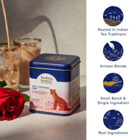 Herbs & Kettles Rose Cardamom Chai hot latte with milk for a creamy treat.