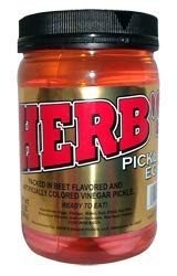 Herb's Pickled Eggs 13oz jar, great for picnics.