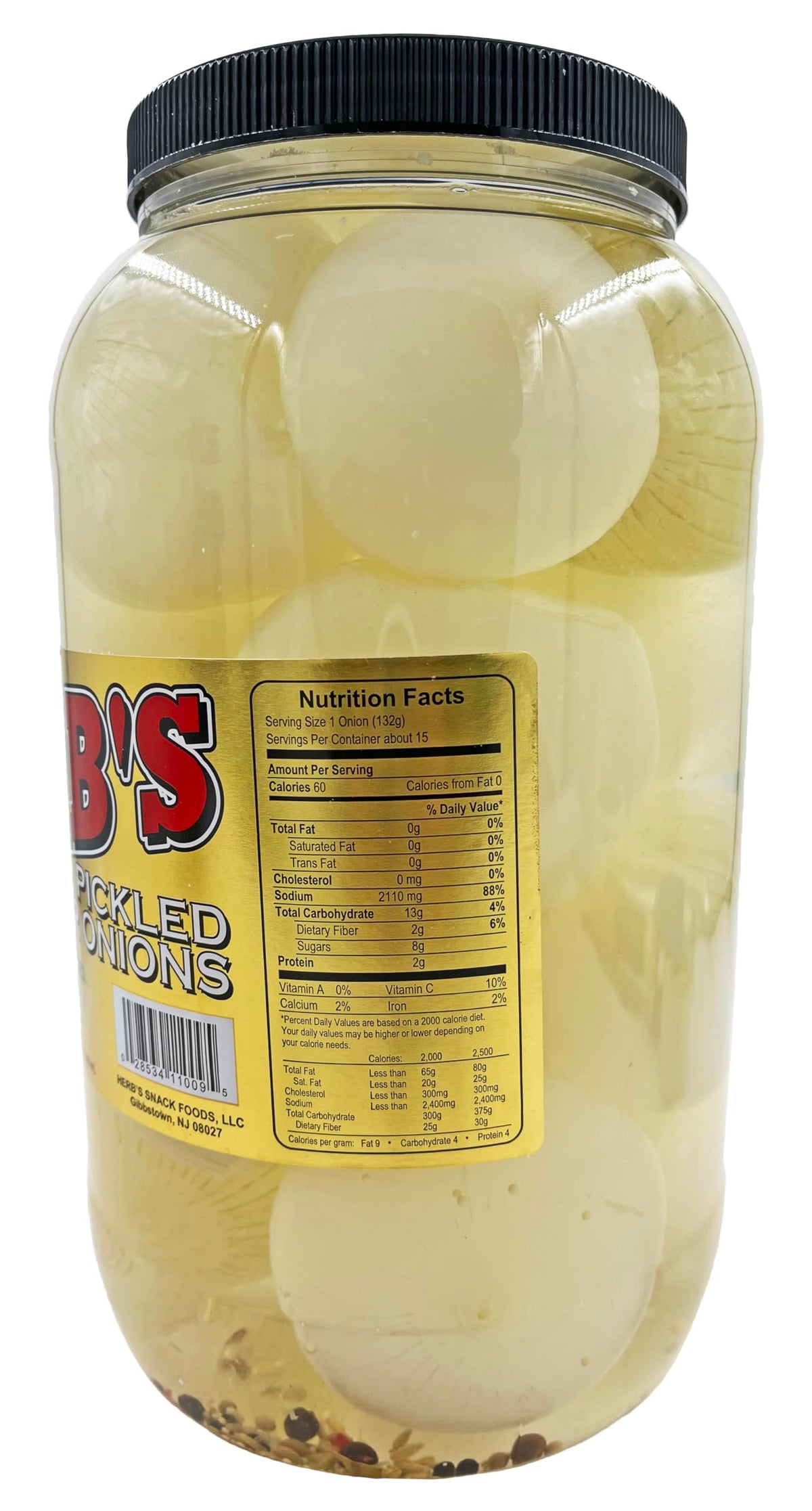 Herb's Ready-to-Eat Pickled Onions with tangy bite, convenient snack.