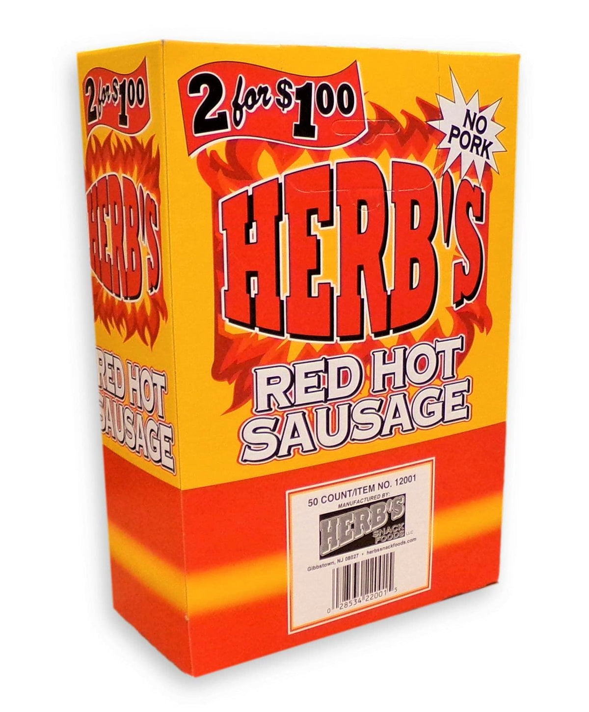 Close-up of Herbs Red Hot Sausage 50ct showing smoky aroma and convenient value.