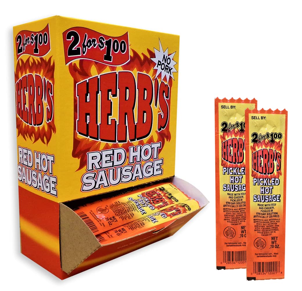 Herbs Red Hot Sausage 50ct product pack—bold flavor for quick weeknight meals.