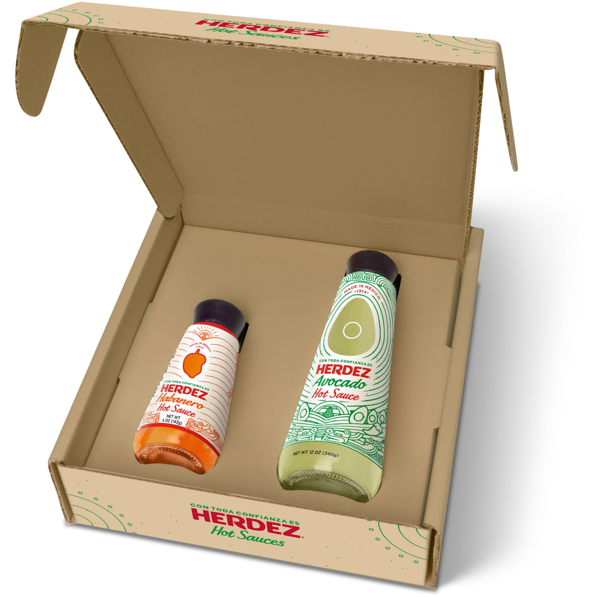 HERDEZ Avocado Hot Sauce bottle front view with creamy heat for breakfasts