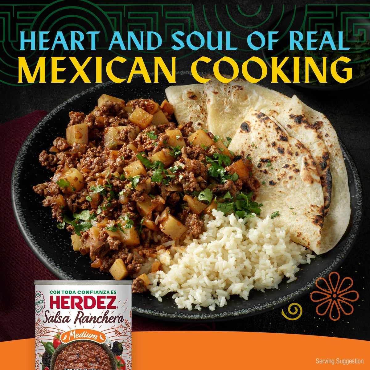 Herdez Ranchera Salsa cans displayed in a 12 pack for quick meals