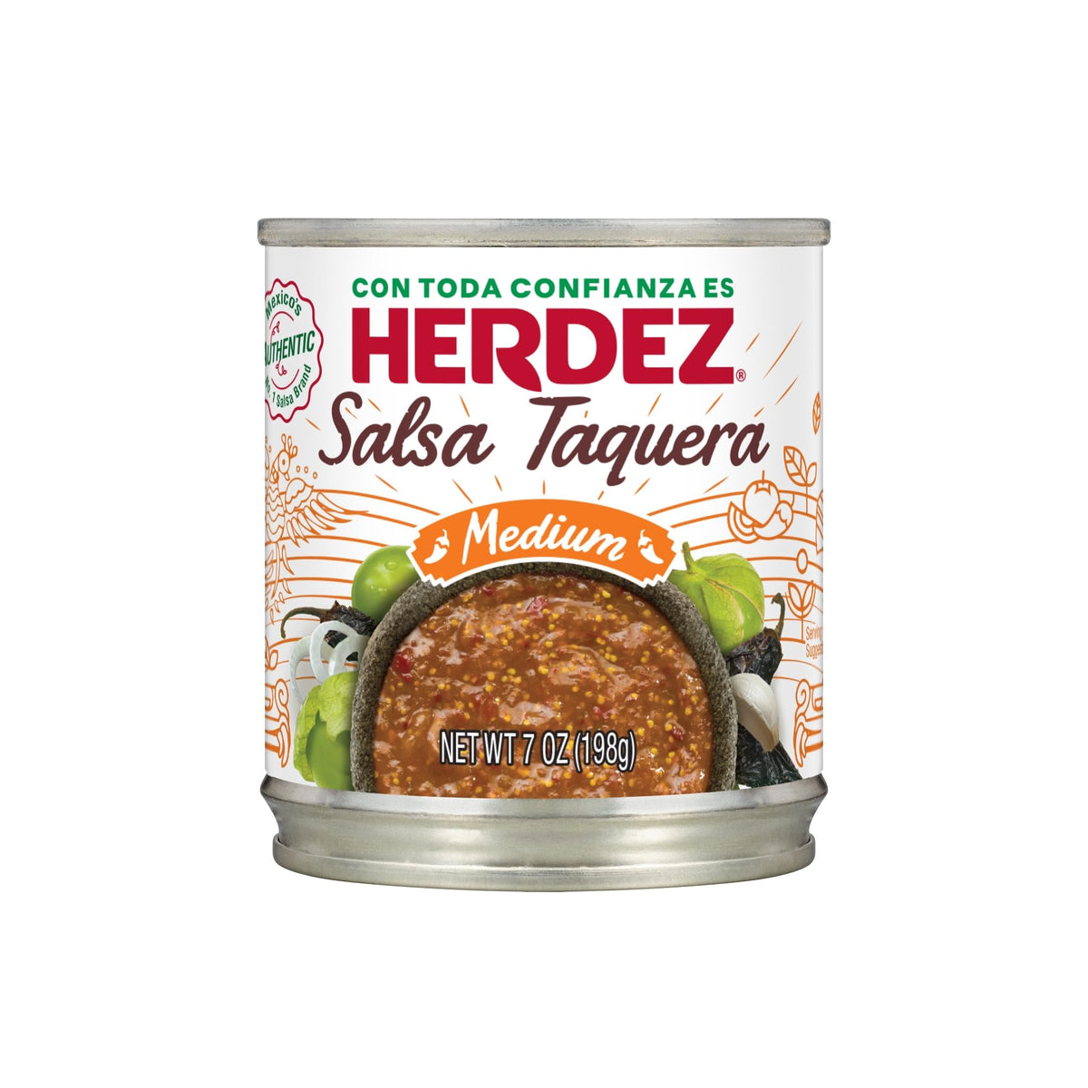 Herdez Taquera Salsa 12-pack display in a pantry-ready setup.
