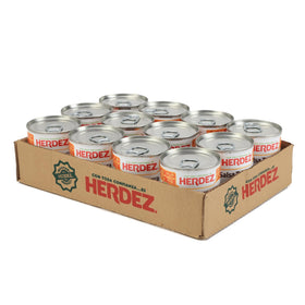 Herdez Taquera Salsa Medium 7oz can closeup for bold taco flavor.