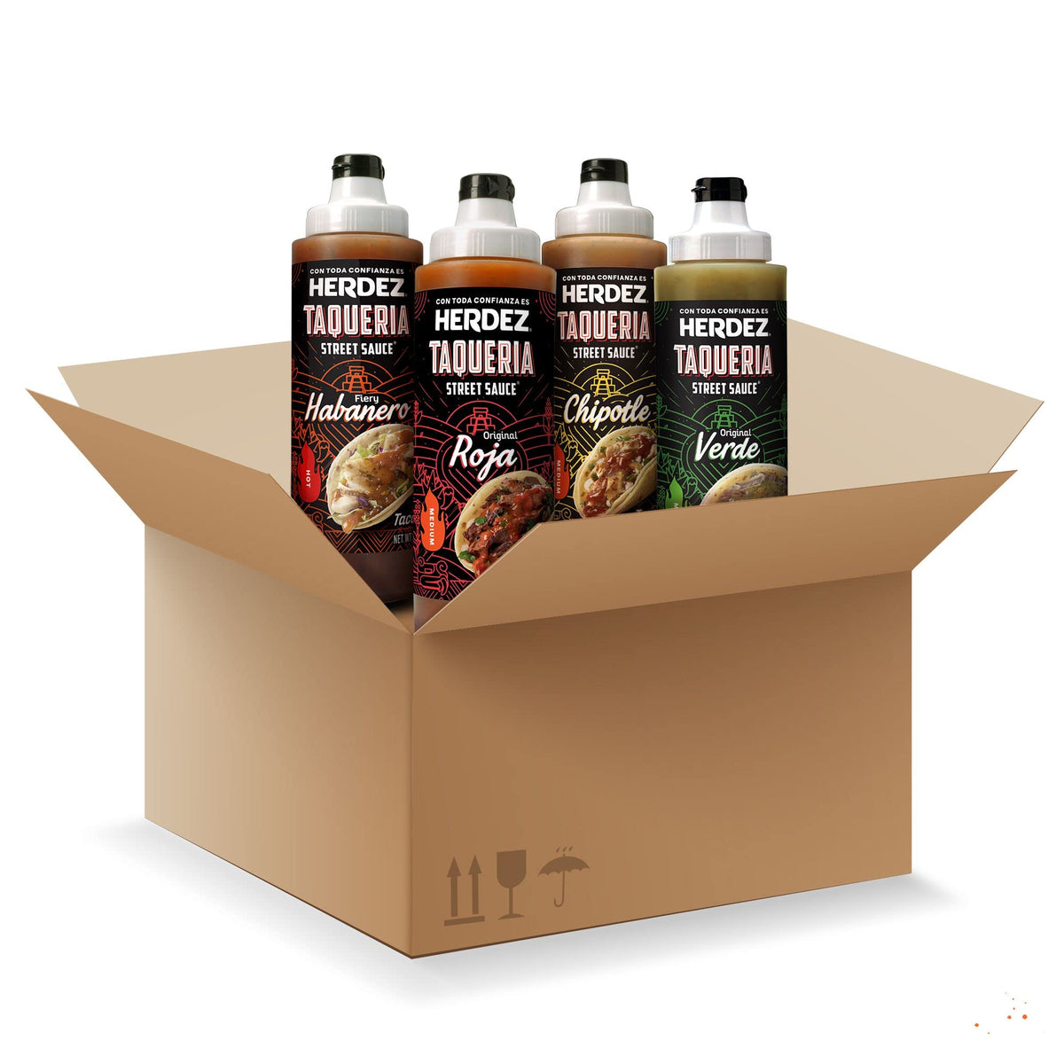 Herdez Taqueria Street Sauce habanero bottle pour enhances tacos with bold heat