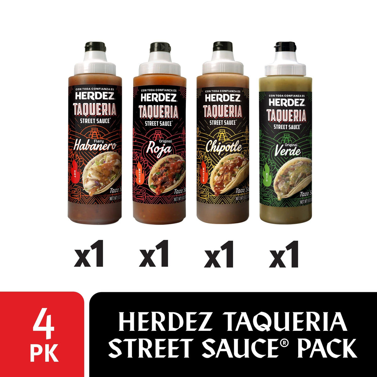 Herdez Taqueria Street Sauce Verde bottle pour adds fresh green spice to dishes