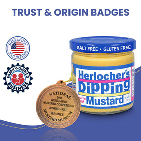 Herlocher's Dipping Mustard gluten-free label on jar.