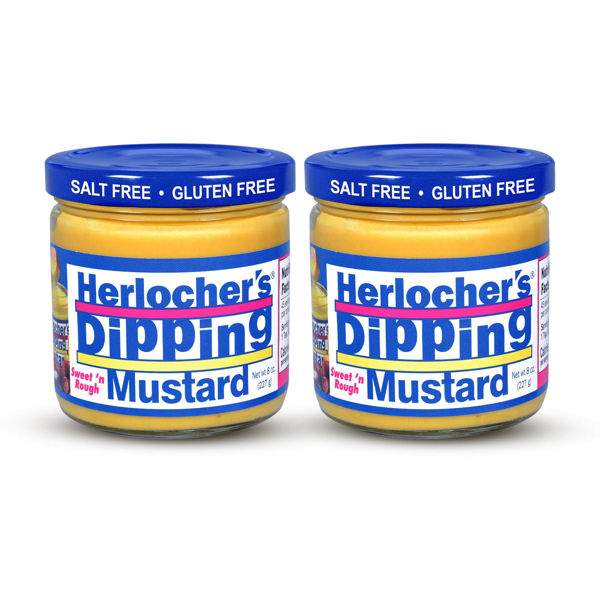 Herlocher's Dipping Mustard pack of two jars ready for dipping.