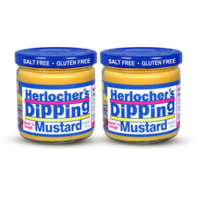 Herlocher's Dipping Mustard pack of two jars ready for dipping.