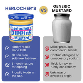 Herlocher's Dipping Mustard served with pretzels for dipping.