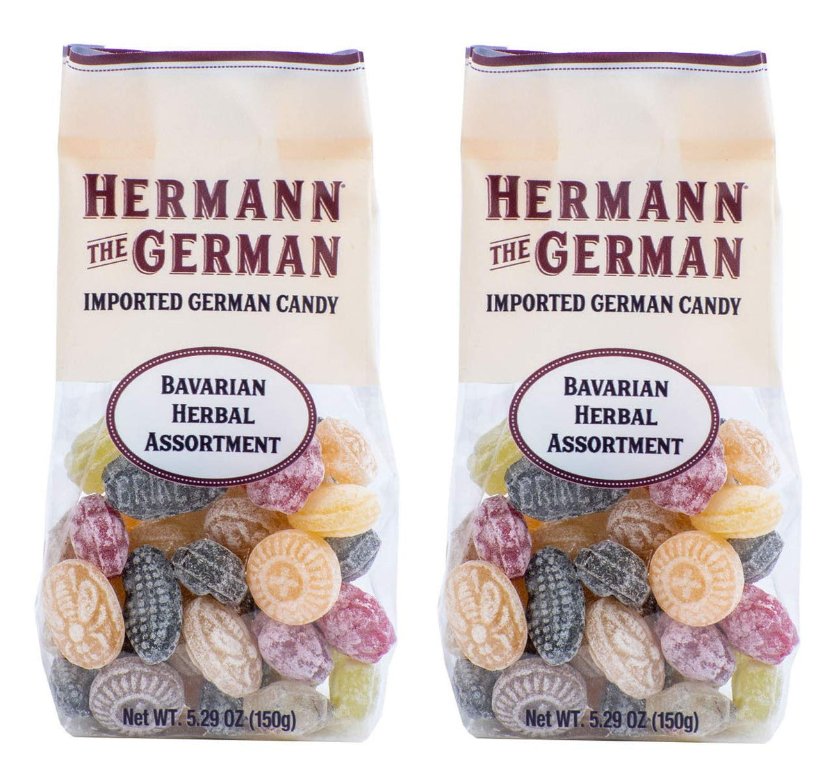 Hermann the German Bavarian herbal hard candy pack shot, gluten-free and dairy-free treat.