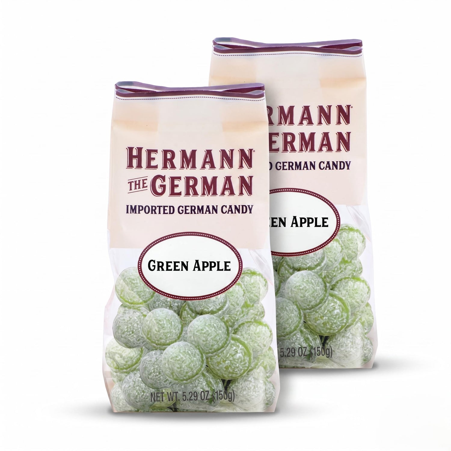 Hermann the German green apple hard candy 2-pack for a quick refreshing bite on the go