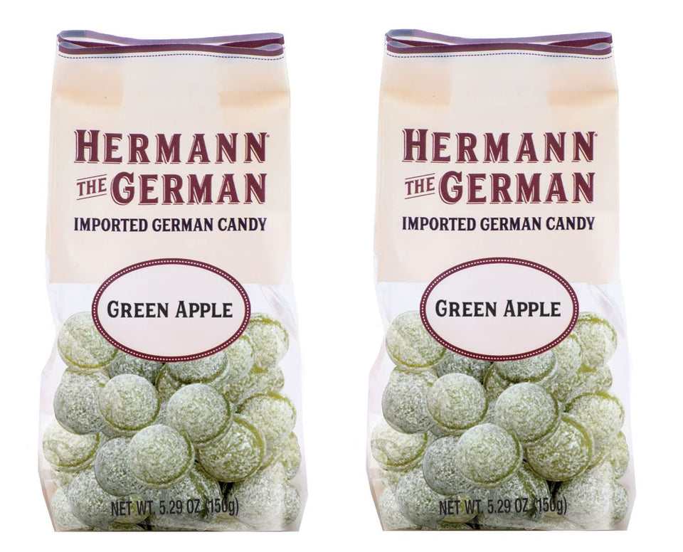 Hermann the German green apple hard candy 2-pack for a quick refreshing bite on the go