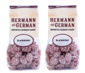 Hermann the German blackberry hard candy front view, convenient on-the-go berry flavor.
