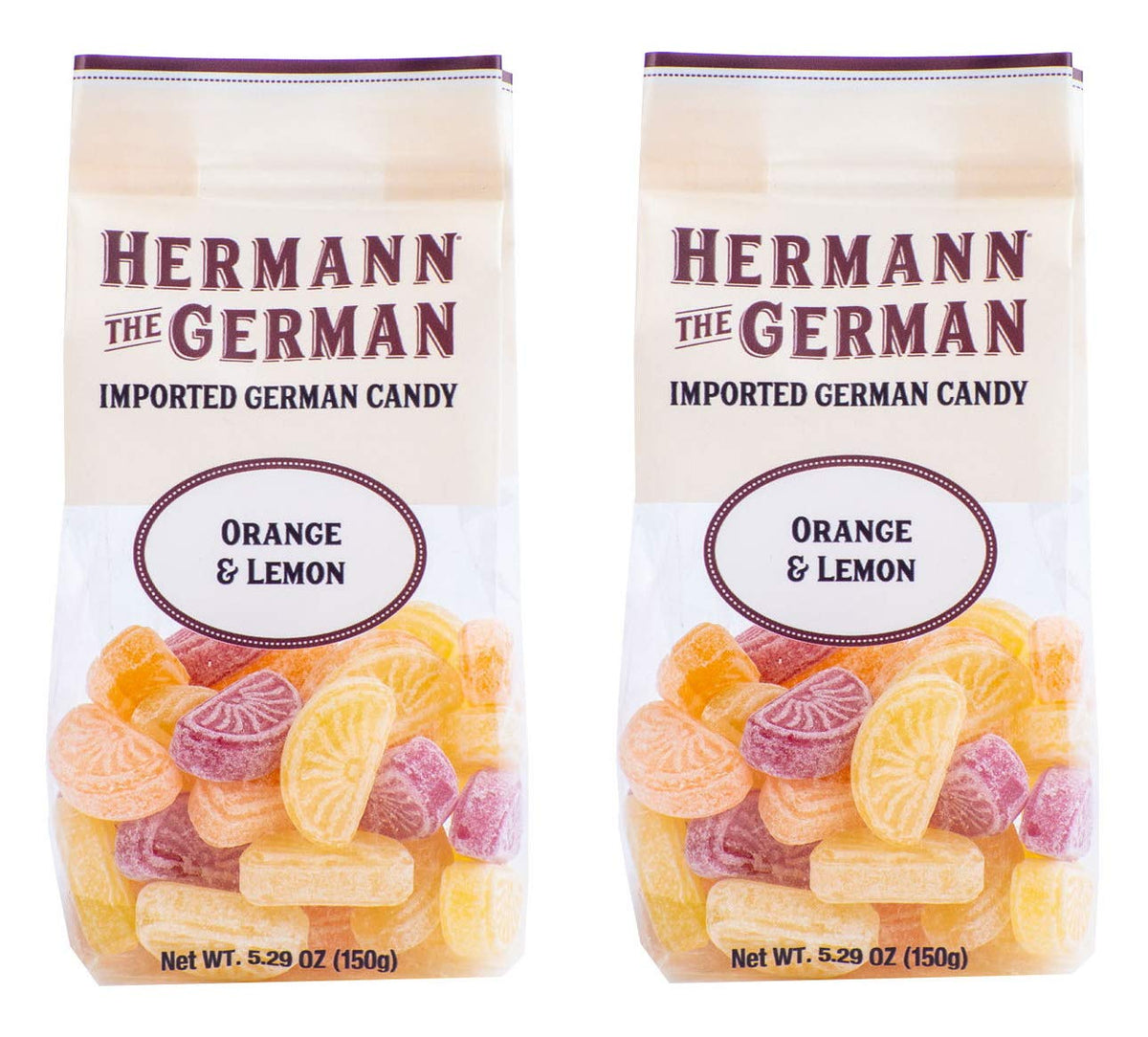 Hermann the German orange lemon hard candy pack for quick citrus refreshment on the go