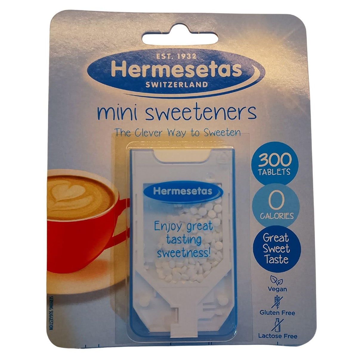 Hermesetas Mini Sweeteners 2-pack front view for convenient on-the-go sweetness.