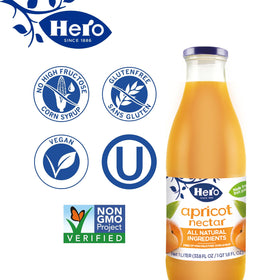 Hero Juice Nectar Apricot in a pitcher ideal for gatherings and sharing