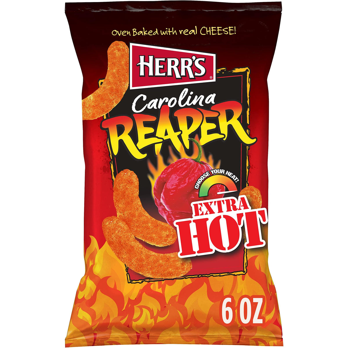 Herr's Carolina Reaper Cheese Curls served in a bowl for a spicy snack