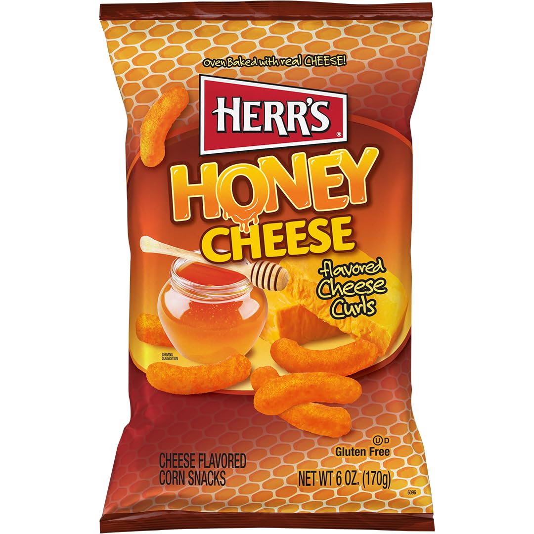 Herr’s Honey Cheese Curls crunchy bites perfect for on-the-go snacking