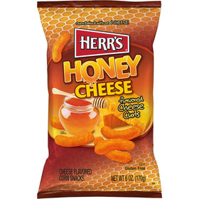 Herr’s Honey Cheese Curls crunchy bites perfect for on-the-go snacking