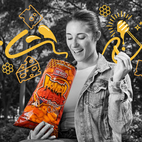 Herr’s Honey Cheese Curls served in a party bowl for sharing