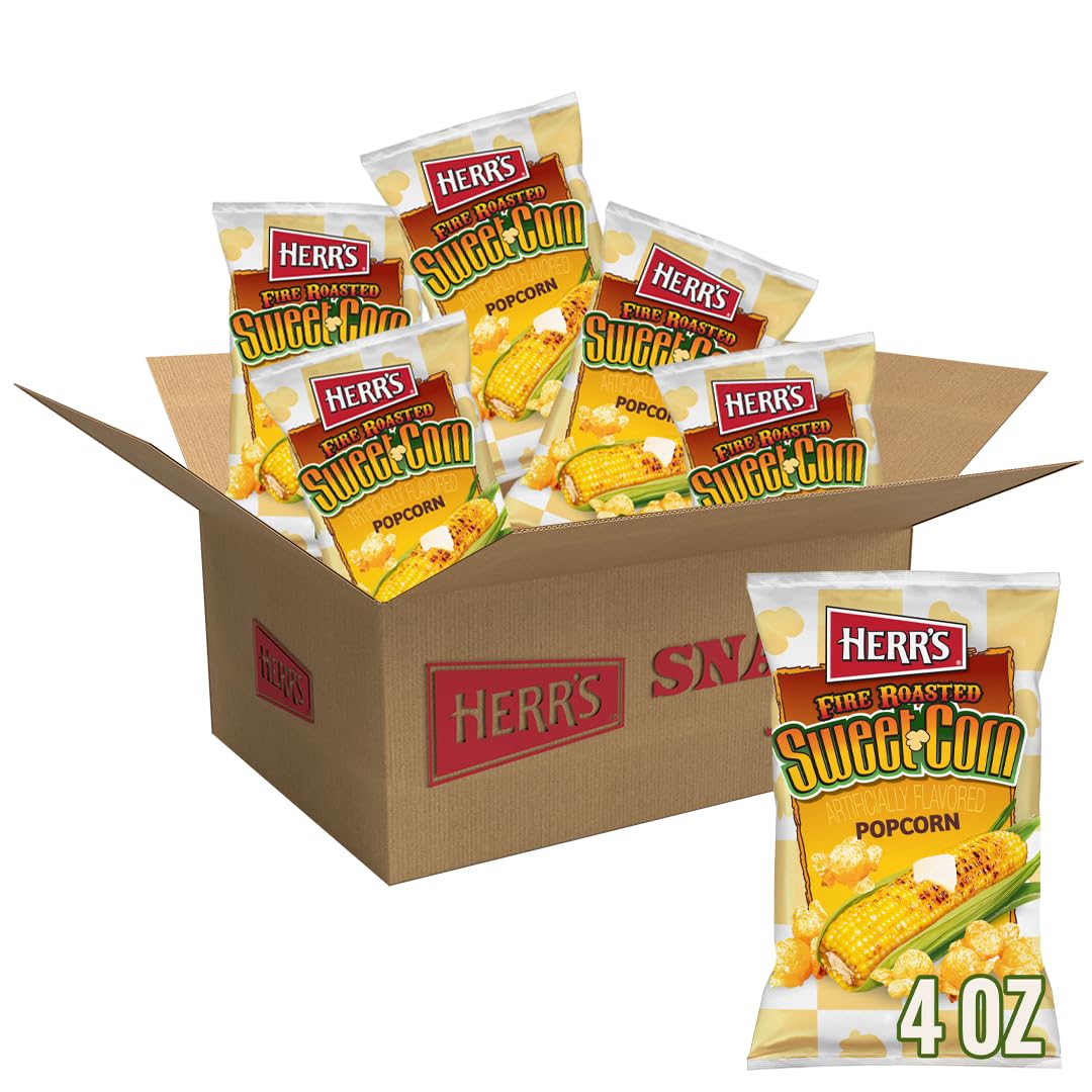 Herr’s Fire Roasted Sweet Corn popcorn bag ideal for backyard gatherings