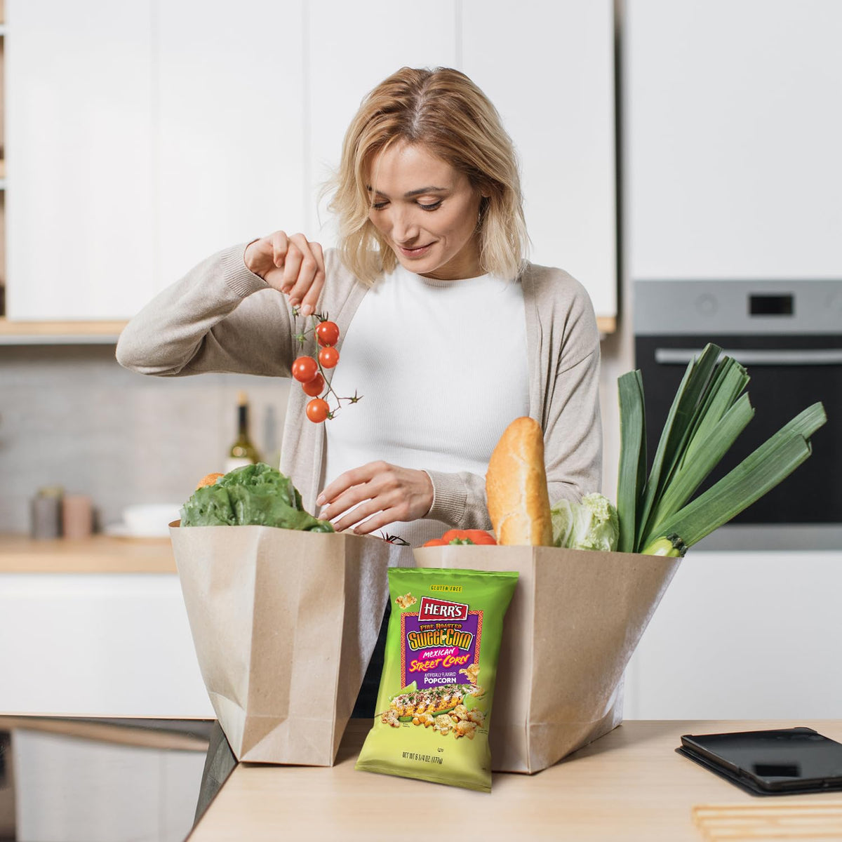 Herr's Fire Roasted Sweet Corn Popcorn ideal for backyard gatherings.