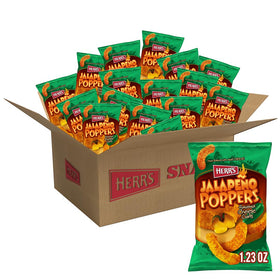 Herr's jalapeno-poppers-cheddar-cheese-curls deliver bold crunch for snack time.