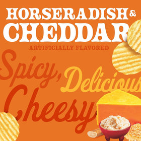 Herr's horseradish cheddar chips with gluten-free seal signals a gluten-free snack option.