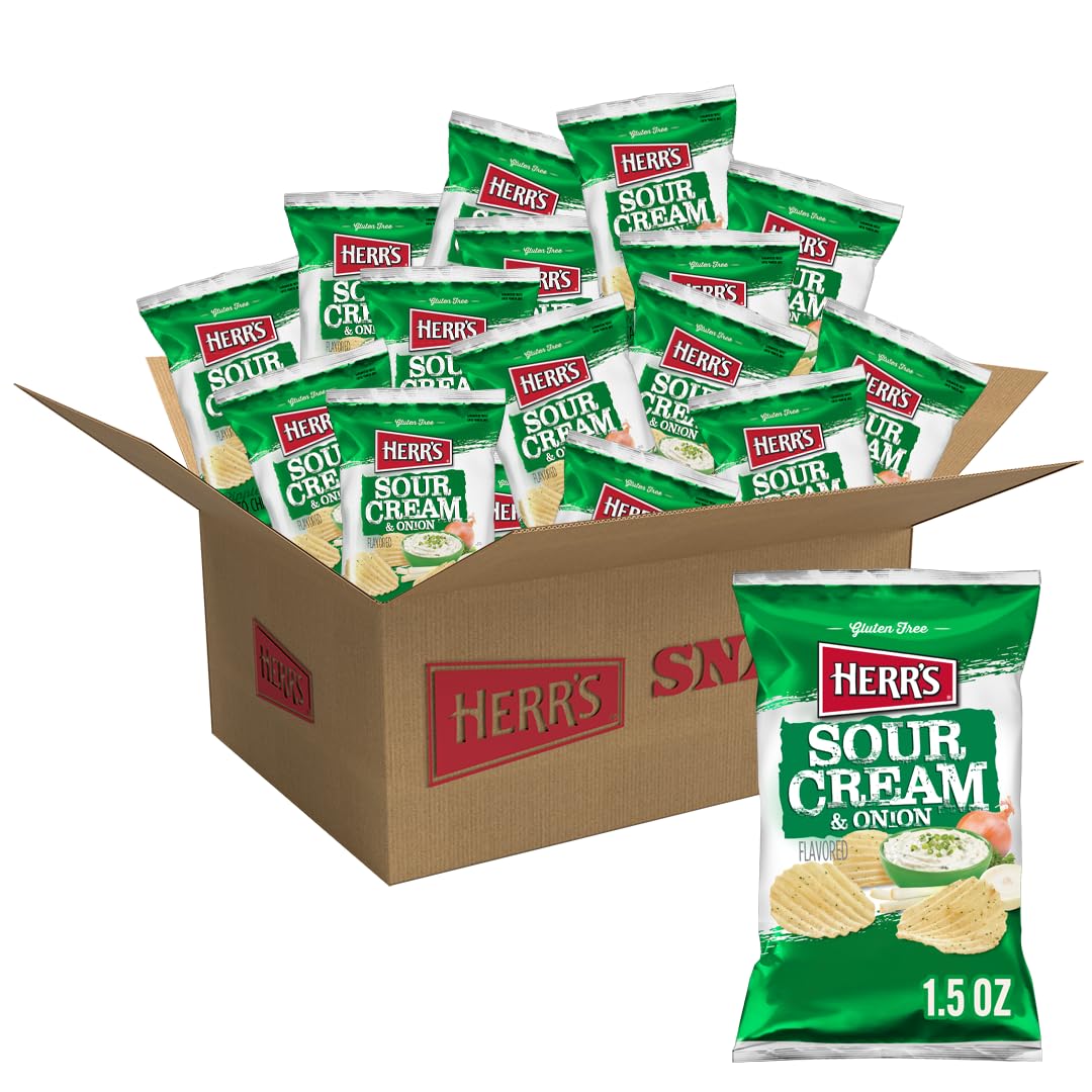 Herr's Sour Cream and Onion chips pack-24 ready for sharing at gatherings