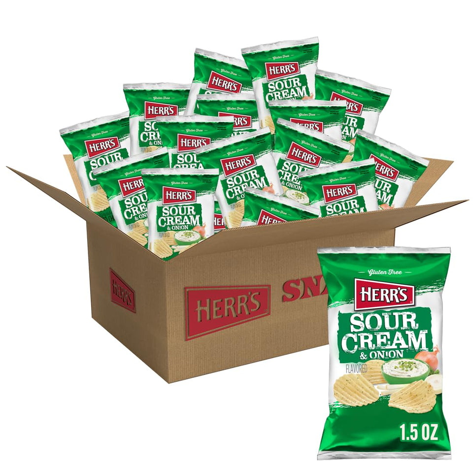 Herr's Sour Cream and Onion chips pack-24 ready for sharing at gatherings