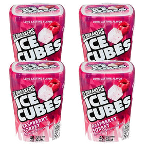 The Hershey Ice Breakers Ice Cubes Raspberry Sorbet bottle with 4-count, ready for on-the-go freshness.