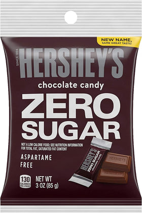 Hershey Sugar Free Caramel Filled 3oz bag with gooey caramel center.