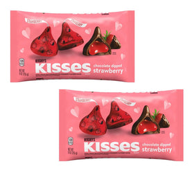 Hershey's Chocolate Dipped Strawberry Kisses pack front with festive foil, ideal for gifting.